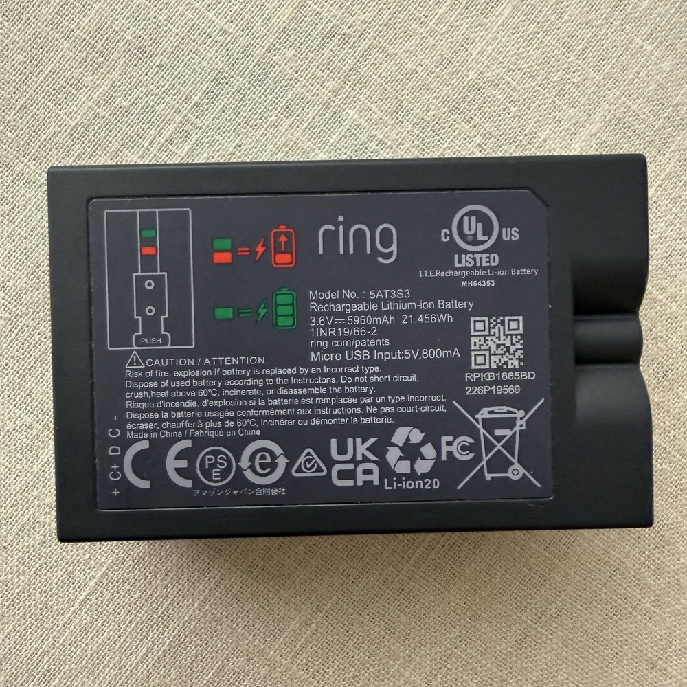 Ring Rechargeable Battery Pack 5AT3S3 3.6V 5960mAh Li-ion OEM - Picture 3 of 9